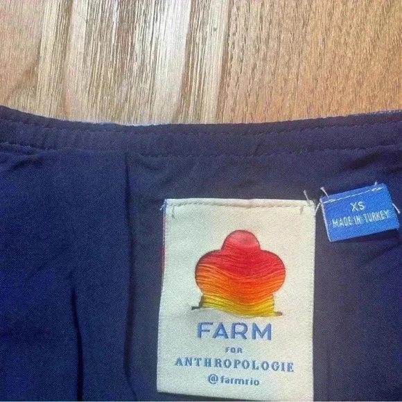 Farm Rio Anthropologie Midi Dress XS 0 2 Colorblock Denim Stripe Chambray $278 - Picture 6 of 10